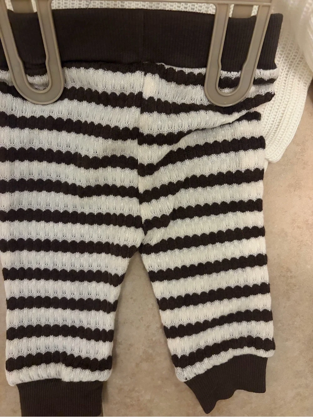 Baby chickpea Cream Knit 'TOUCH DOWN' football sweater Set with Striped Pants